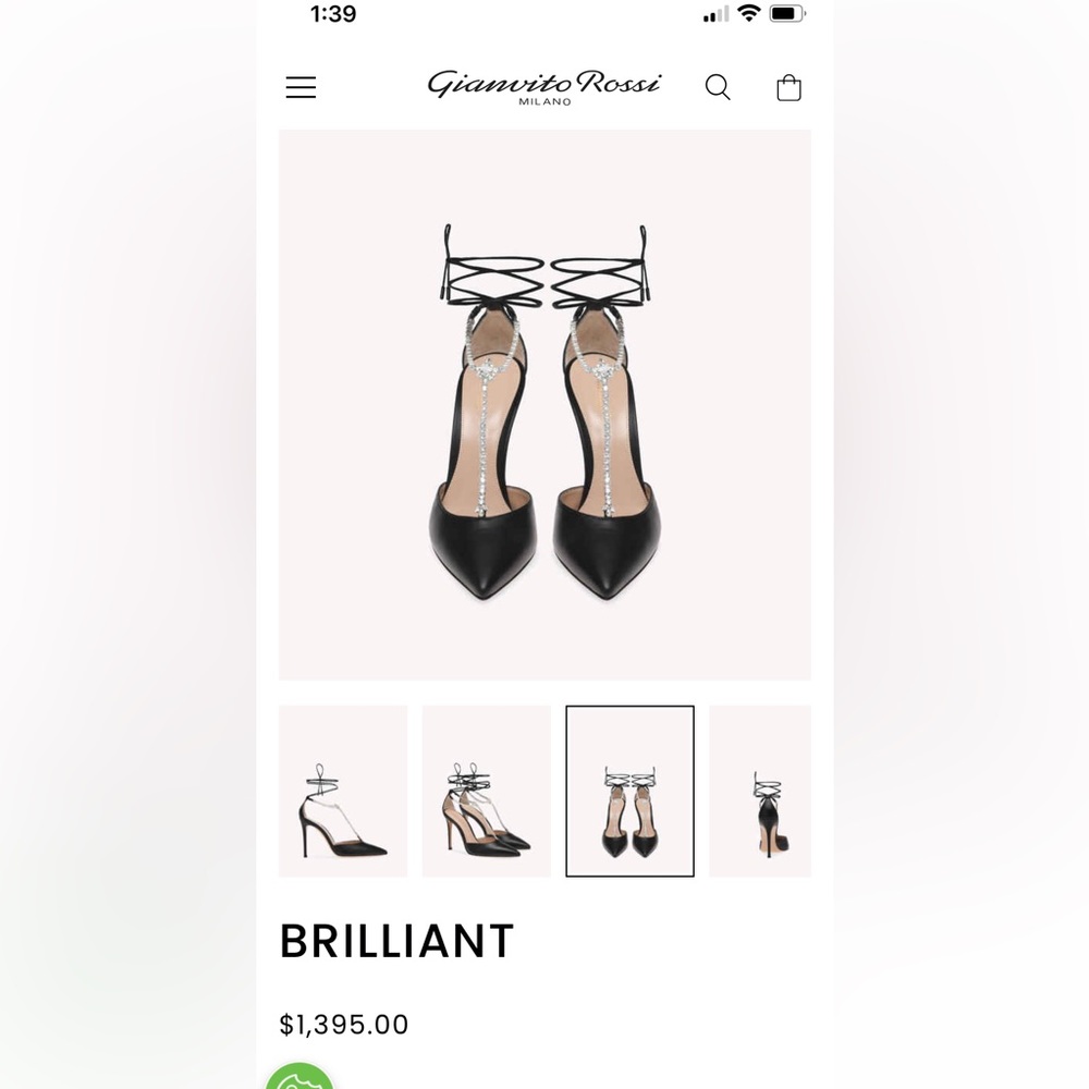 Gianvito Rossi Brilliant Black Pumps with Crystal